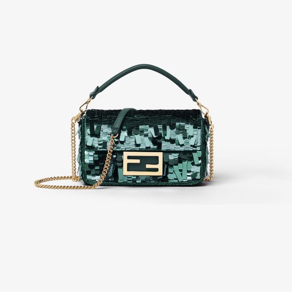 Fendi Handbags - Fendi Green Sequin Mini Baguette